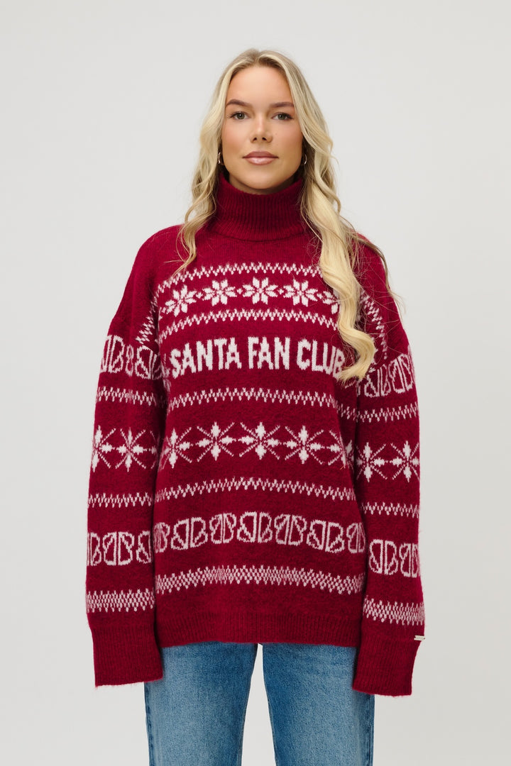SANTA FAN CLUB KNIT JUMPER BORDEAUX
