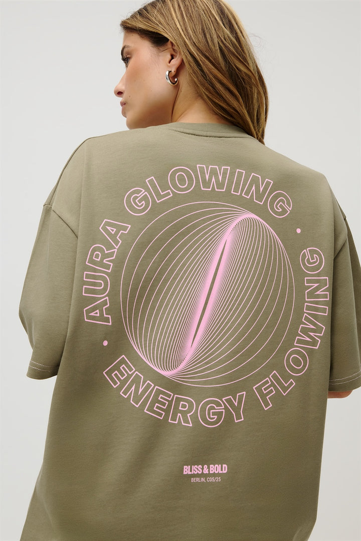OVERSIZED SHIRT KHAKI AURA GLOWING ENERGY FLOWING