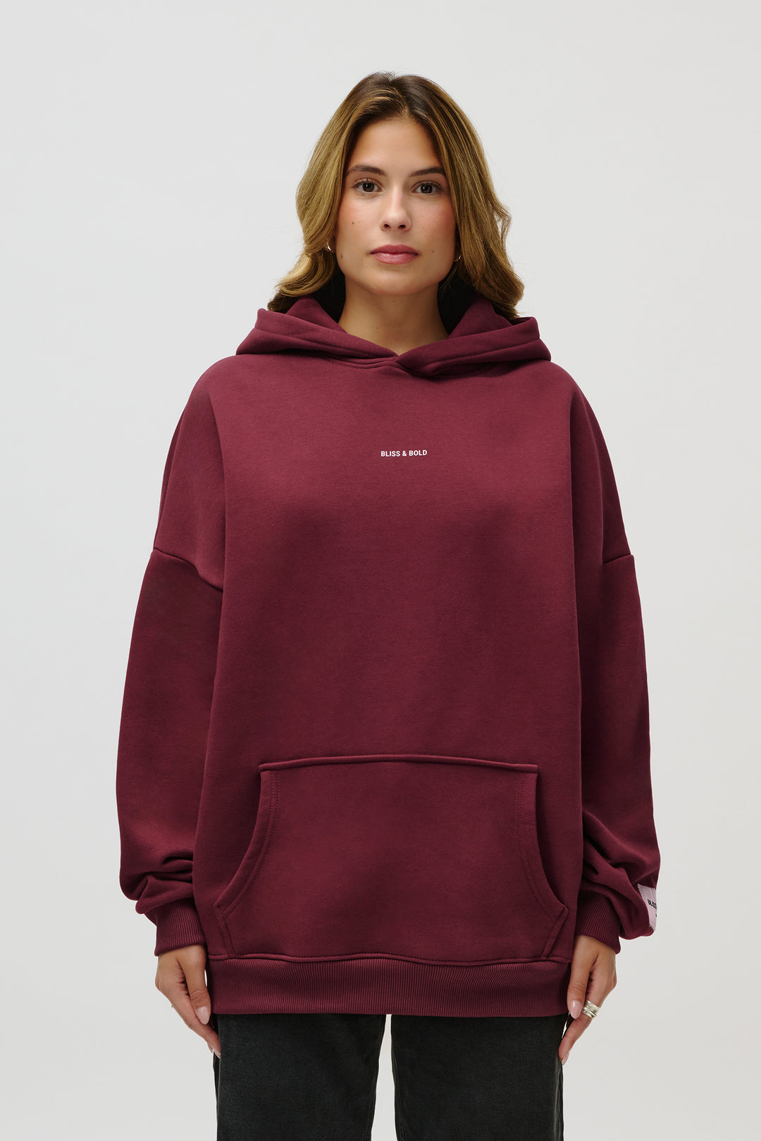 SEYDA OVERSIZED HOODIE BURGUNDY TRUST THE PROCESS