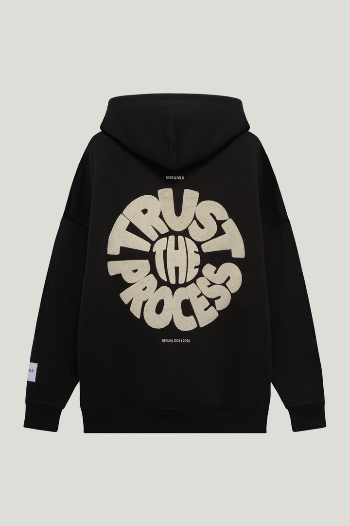 SEYDA OVERSIZED HOODIE BLACK TRUST THE PROCESS