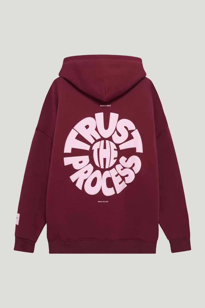 SEYDA OVERSIZED HOODIE BURGUNDY TRUST THE PROCESS
