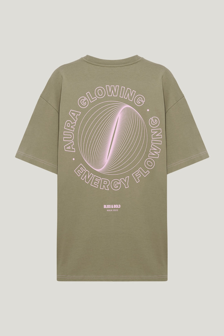 OVERSIZED SHIRT KHAKI AURA GLOWING ENERGY FLOWING