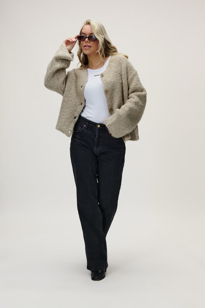 BONNY FLUFFY CARDIGAN GREIGE