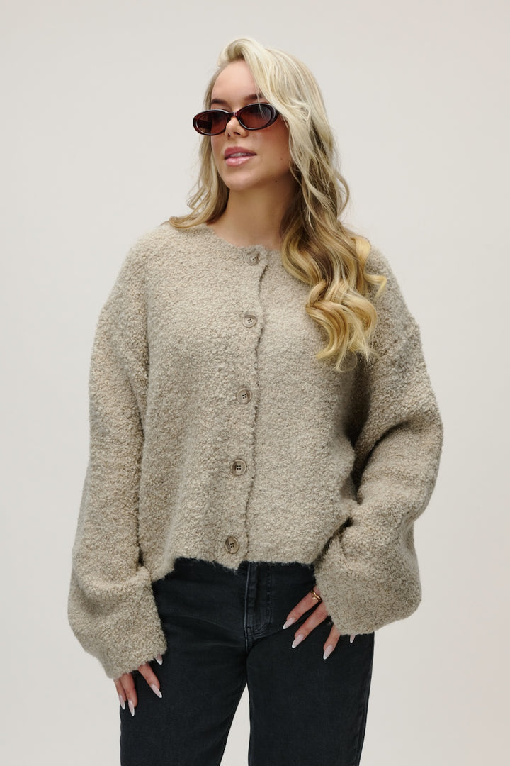 BONNY FLUFFY CARDIGAN GREIGE