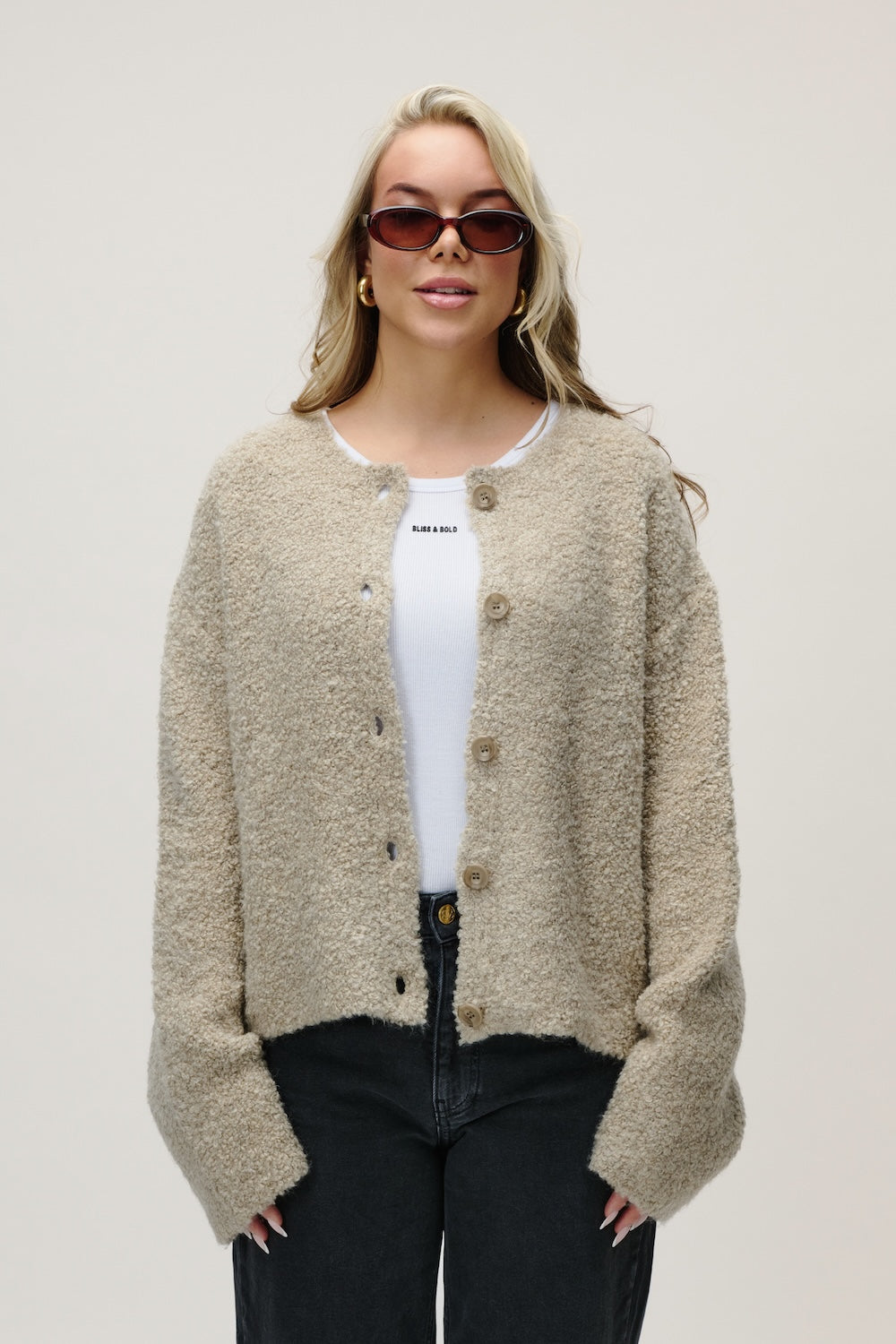 BONNY FLUFFY CARDIGAN GREIGE