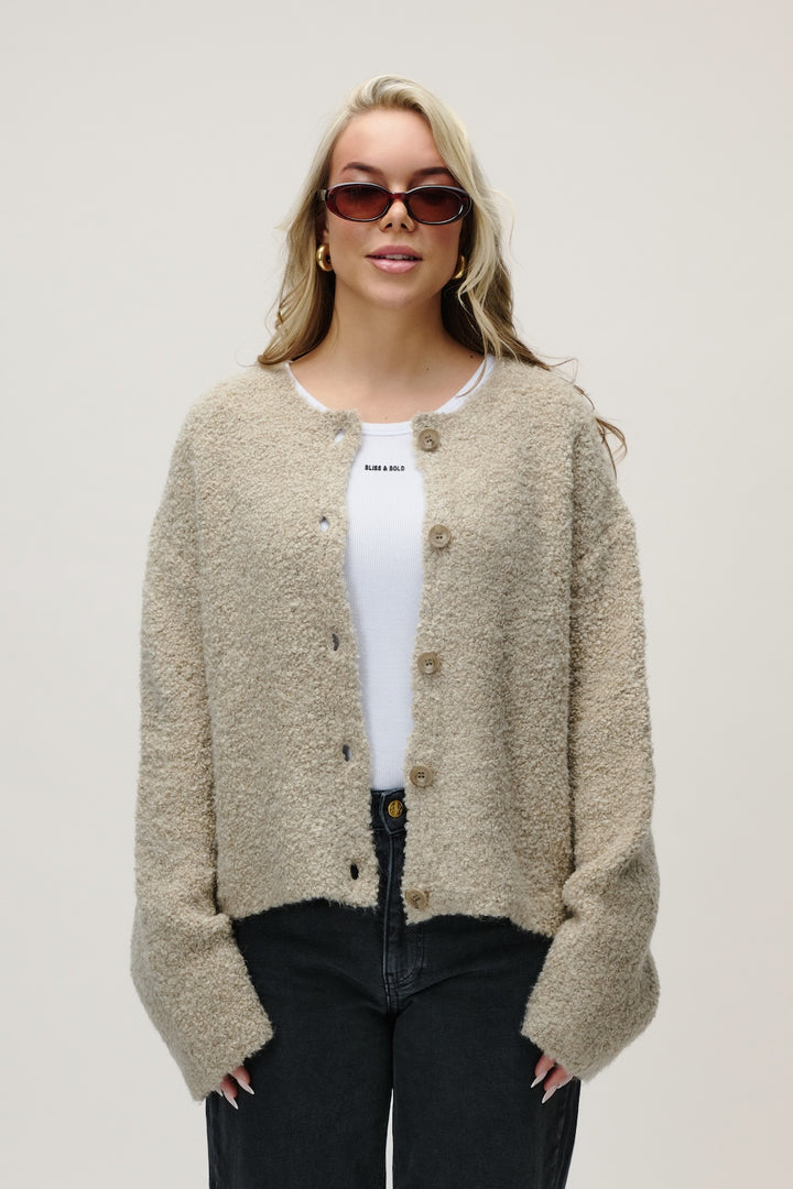 BONNY FLUFFY CARDIGAN GREIGE
