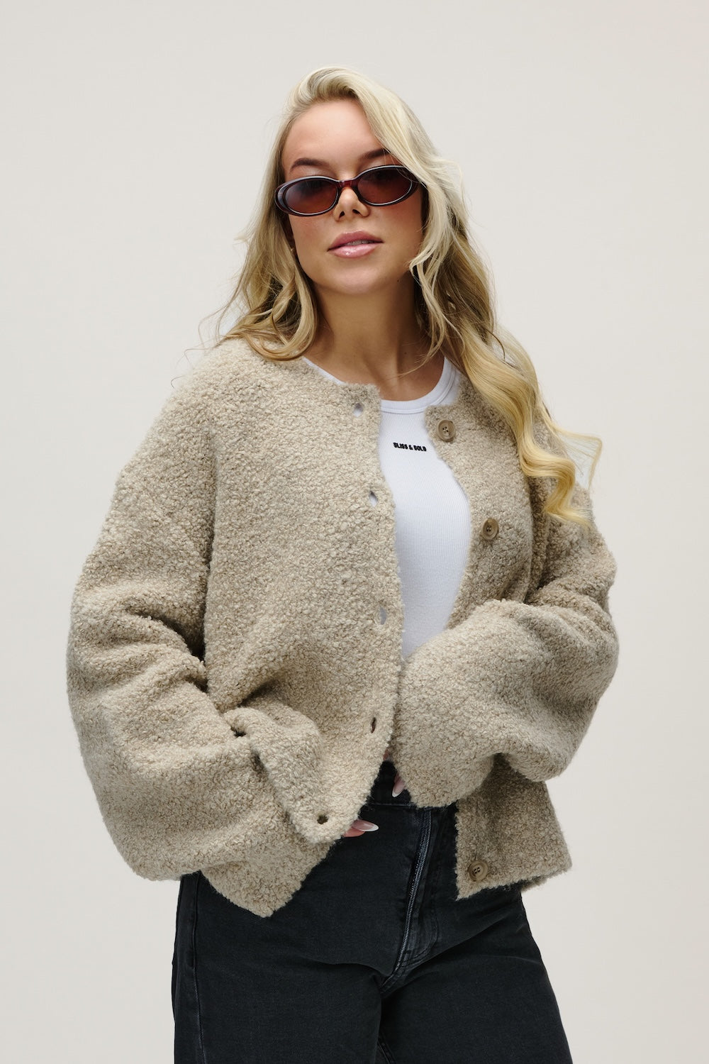 BONNY FLUFFY CARDIGAN GREIGE