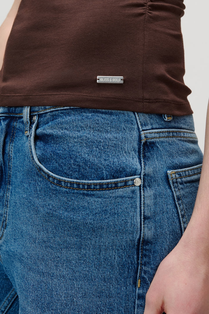 CLEO OFFSHOULDER TOP BROWN