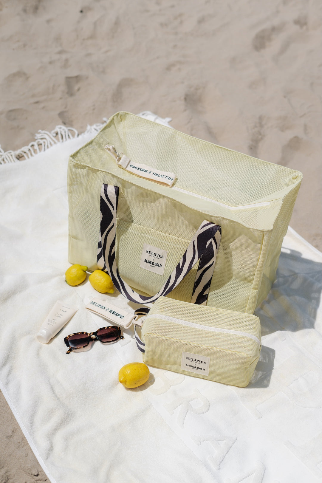 BLISS & BOLD x NELIPIES MESHBAG SET BUTTER YELLOW / ZEBRA