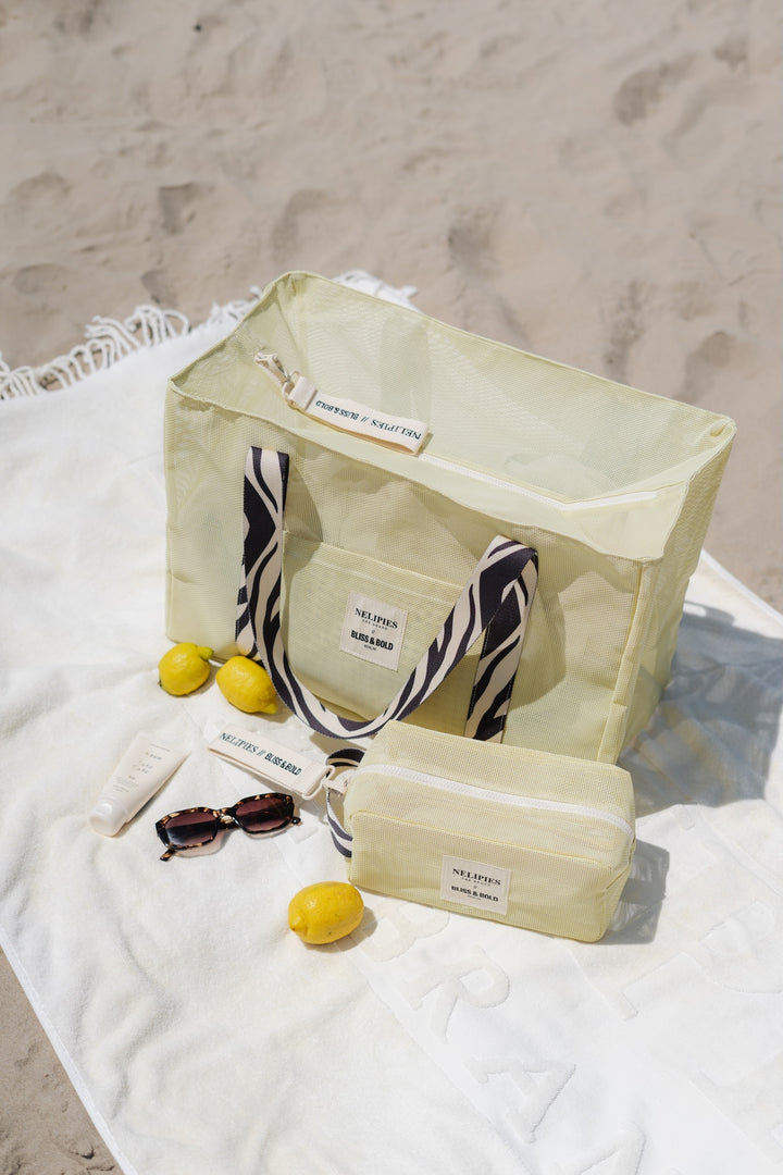 BLISS & BOLD x NELIPIES MESHBAG SET BUTTER YELLOW / ZEBRA