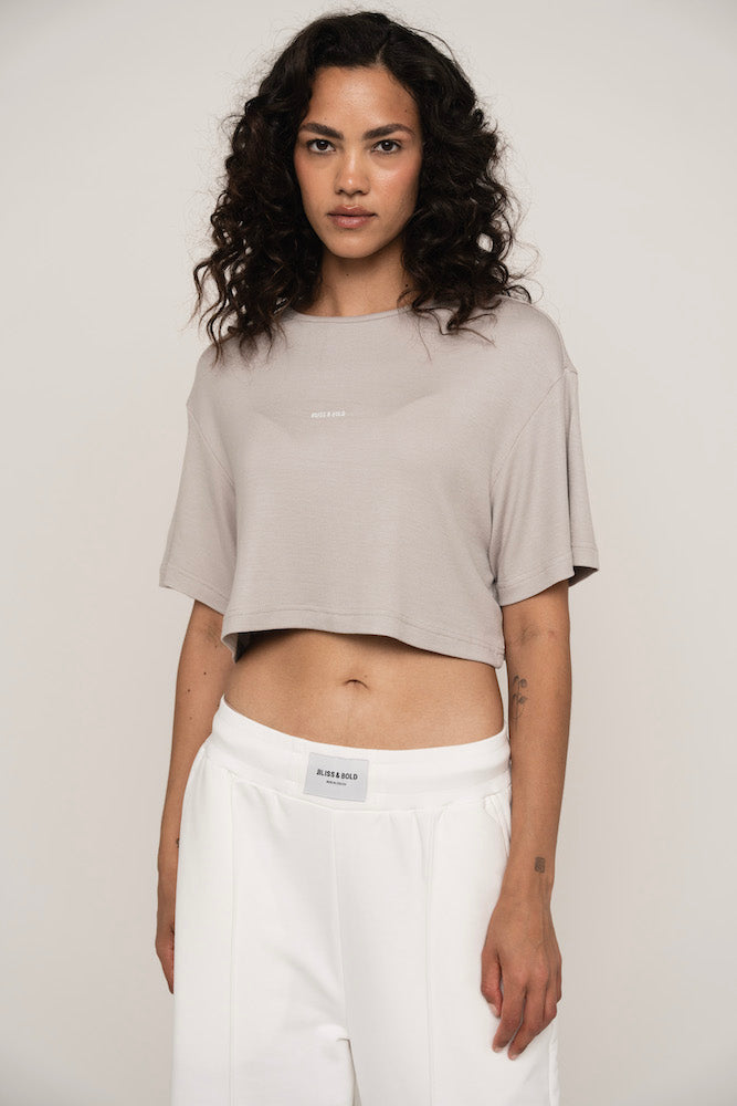 CROPPED TSHIRT GREIGE